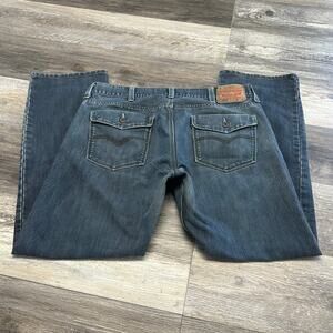 Levis 514 Jeans Red Tab Flap Pockets Blue Mens 38x31 Bootcut Mid Wash Denim